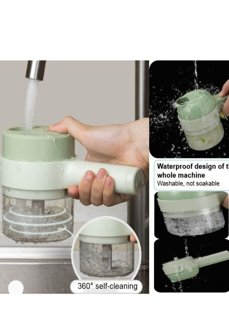 4 in 1 Portable Handheld Electric Vegetable Cutter Set, Wireless Food Processor for Garlic Pepper Chili Onion Celery Ginger Meat, with Brush, Electric Vegetable Chopper, Garlic Slicer, Onion Chopper - Image 5