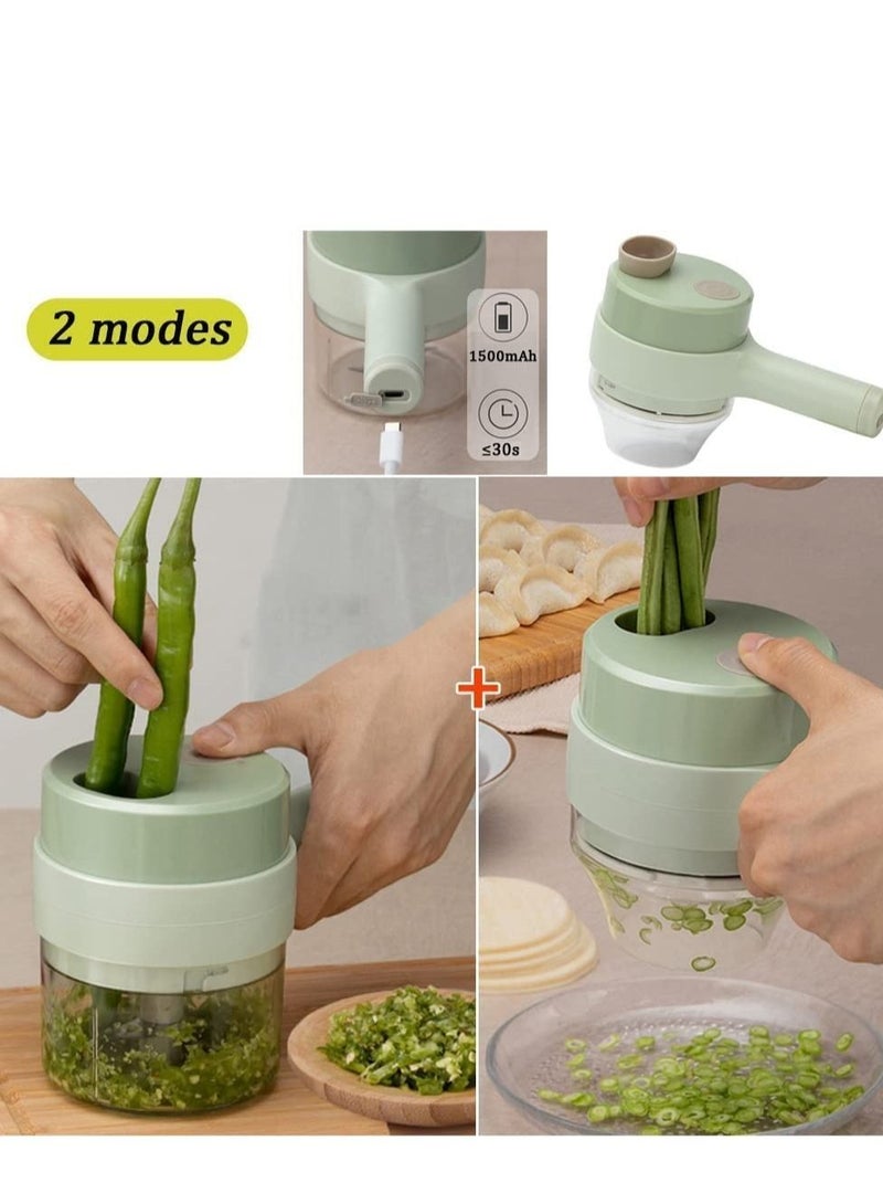 4 in 1 Portable Handheld Electric Vegetable Cutter Set, Wireless Food Processor for Garlic Pepper Chili Onion Celery Ginger Meat, with Brush, Electric Vegetable Chopper, Garlic Slicer, Onion Chopper - Image 4