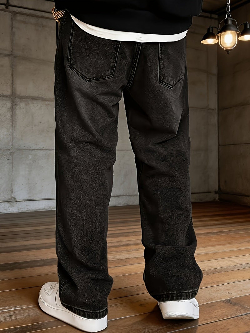 Men's Trendy Casual Street Style Gray Loose-Fit Jeans - Image 5