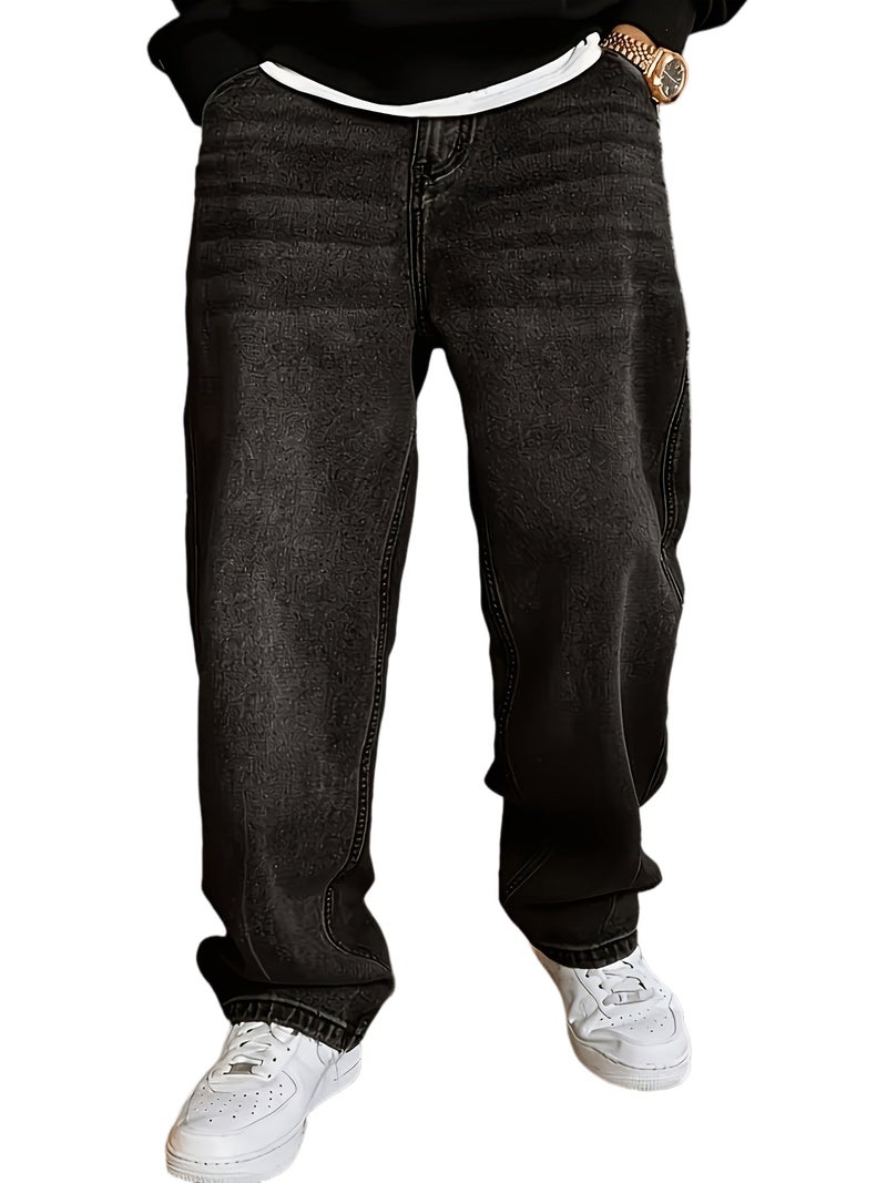 Men's Trendy Casual Street Style Gray Loose-Fit Jeans - Image 1