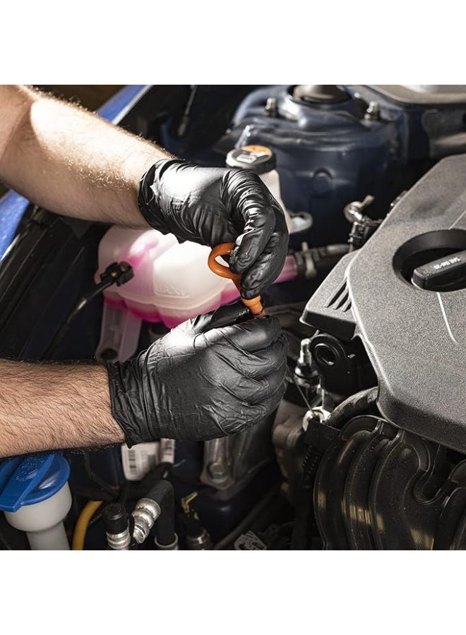 قفازات نيتريل سوداء للاستخدام الصناعي - قفازات واقية شديدة التحمل للاستخدام مرة واحدة - خالية من اللاتكس والبودرة - قبضة محكمة لتحكم أفضل - عبوة من 100 قطعة - أسود - Image 3