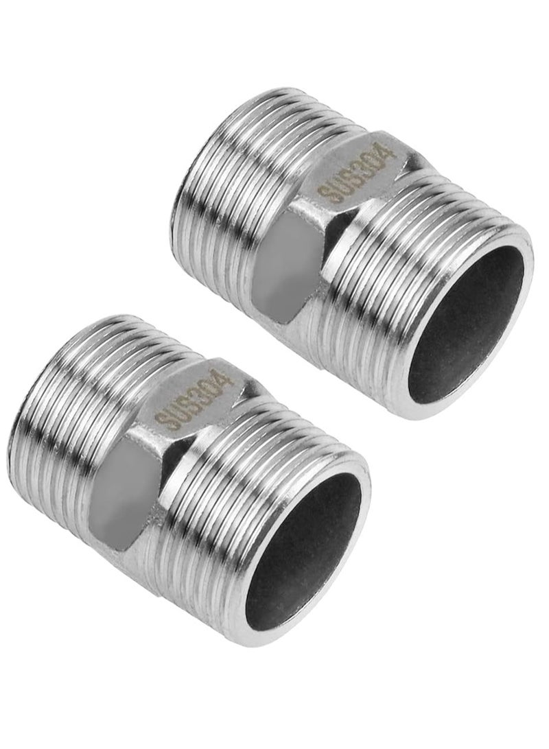 JPGhaha 1 inch Shower Hose Connector Adapters, 304 Stainless Steel Double Thread Hex Male to Male Faucet Connector DN25 - Image 1