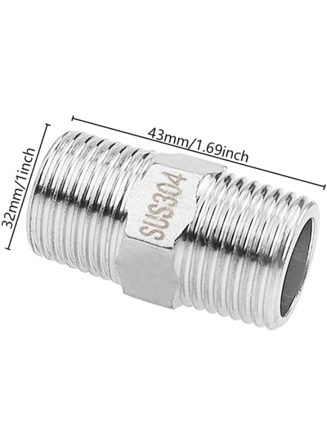 JPGhaha 1 inch Shower Hose Connector Adapters, 304 Stainless Steel Double Thread Hex Male to Male Faucet Connector DN25 - Image 3