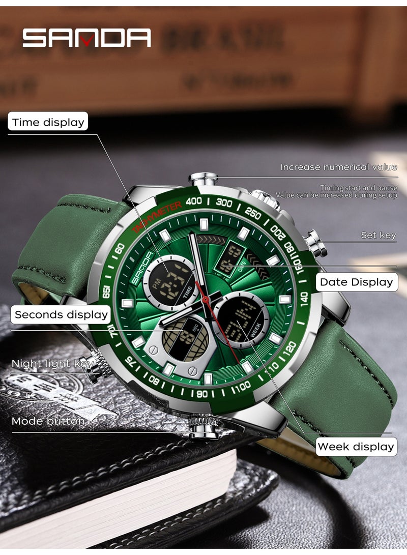 ساندا ساعة يد رياضية عسكرية للرجال من الكوارتز رقمية LED من أفضل العلامات التجارية الفاخرة مقاومة للماء وساعة إلكترونية للرجال - Image 2