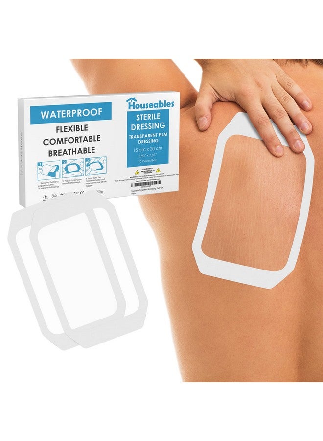 Houseables Houseables Waterproof Bandages, Transparent Film Dressing, Waterproof Bandages Post Surgical, 6x8, Wound Cover, Transparent Dressing, Wound Covers for Showering, Water Proof Patches for Skin, Large - Image 1