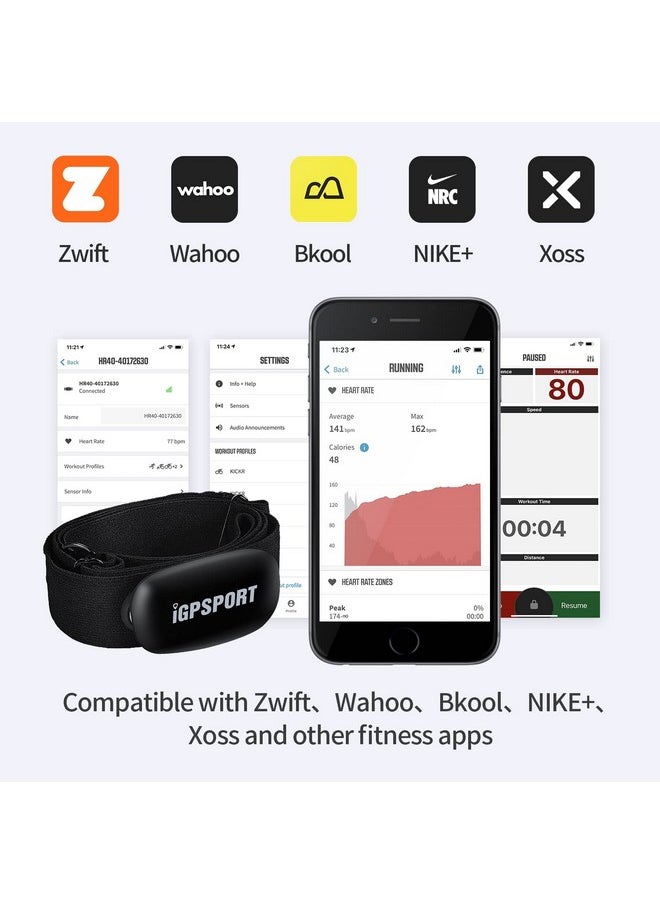 Igpsport - Hr40 Heart Rate Monitor Bluetooth & Ant+ With Chest Strap For Running Cycling Gym And Compatible With Garmin Polar Wahoo - Image 1