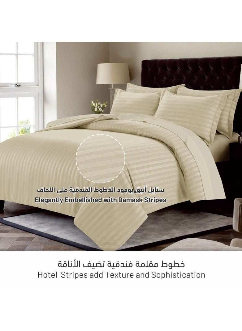 Donetella 6-Piece Hotel Style Duvet Cover Set Without Filler Double Size King Beige  - Image 2