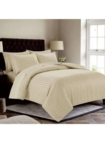 Donetella 6-Piece Hotel Style Duvet Cover Set Without Filler Double Size King Beige