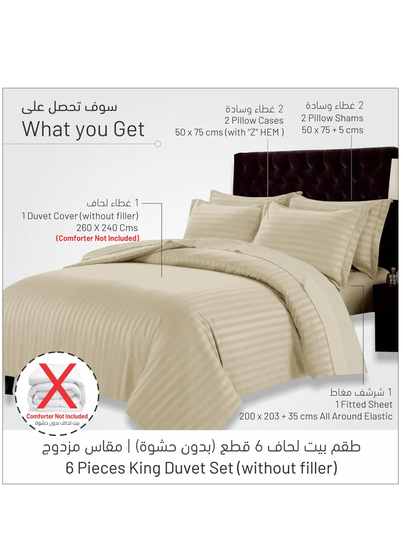 Donetella 6-Piece Hotel Style Duvet Cover Set Without Filler Double Size King Beige