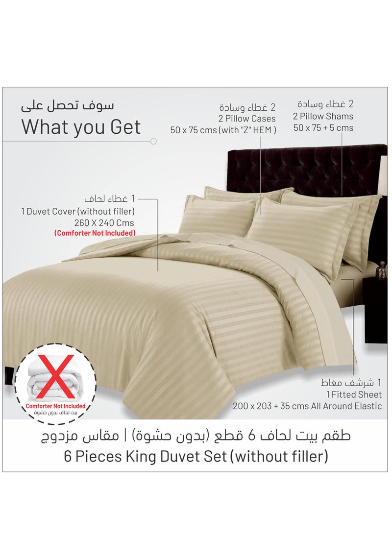 Donetella 6-Piece Hotel Style Duvet Cover Set Without Filler Double Size King Beige  - Image 3
