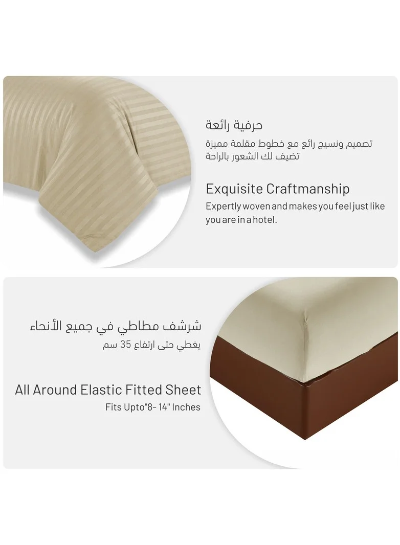 Donetella 6-Piece Hotel Style Duvet Cover Set Without Filler Double Size King Beige