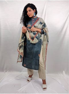 PRIYA’S PANACHE PRIYA'S PANACHE Blue Muslin Kurta Pant Dupatta Set – Ethnic Indian Wear for Women | Festive & Party Outfit  - Image 2