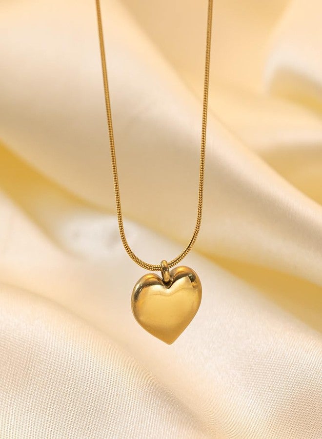 MEENAZ pendant necklace chain for women girls Love anti tarnish stainless steel gold stylish Neck Chain | Heart Locket | Modern Design | Birthday Gift Valentine| Aesthetic Jewellery | Accessories - Image 2
