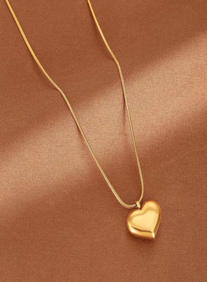 MEENAZ pendant necklace chain for women girls Love anti tarnish stainless steel gold stylish Neck Chain | Heart Locket | Modern Design | Birthday Gift Valentine| Aesthetic Jewellery | Accessories - Image 4