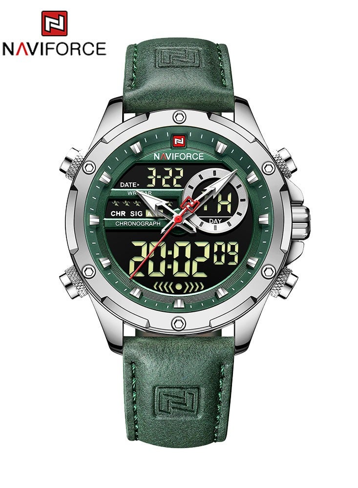 نافيفورس ساعات رجالية رياضية رقمية LED مقاومة للماء ساعة كوارتز فاخرة بحزام جلدي ساعة رجالية إلكترونية للأعمال واللياقة البدنية - Image 2