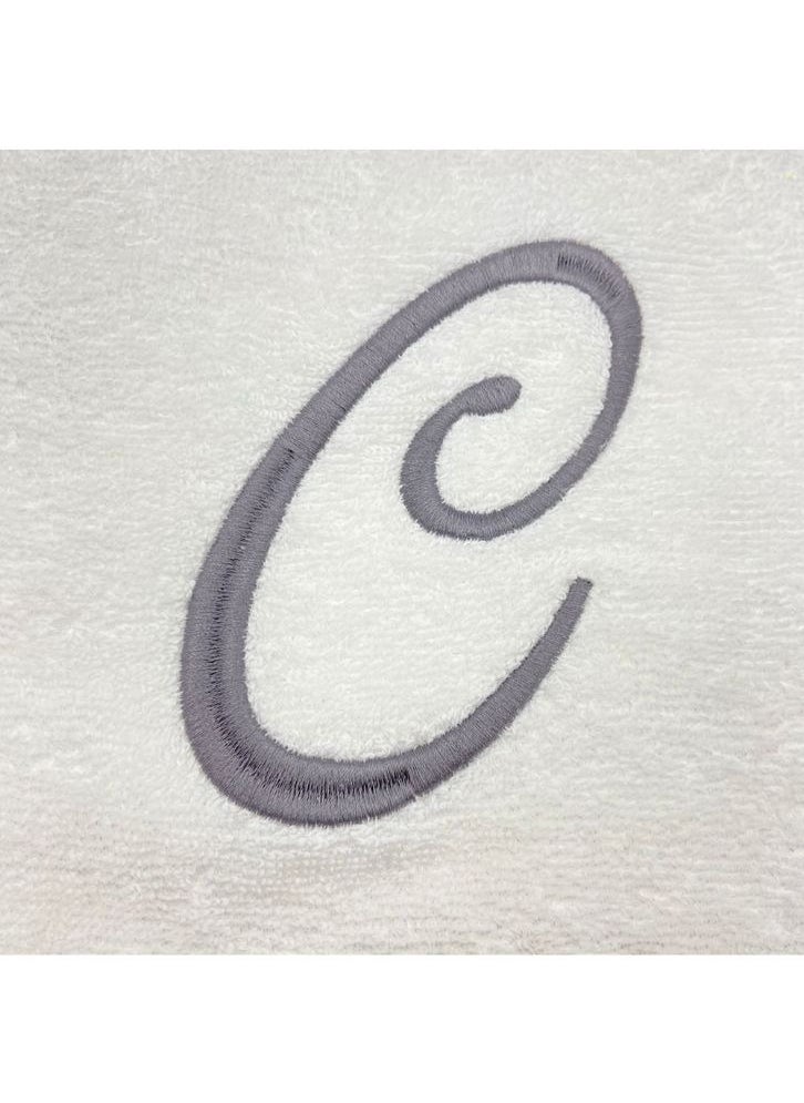 BYFT - Embroidered For You (White) Luxury Monogrammed Towels (Set of 1 Hand & 1 Bath Towel) 100% Cotton, Highly Absorbent and Quick dry Bath Linen -600 Gsm (Silver Letter C) - Image 1