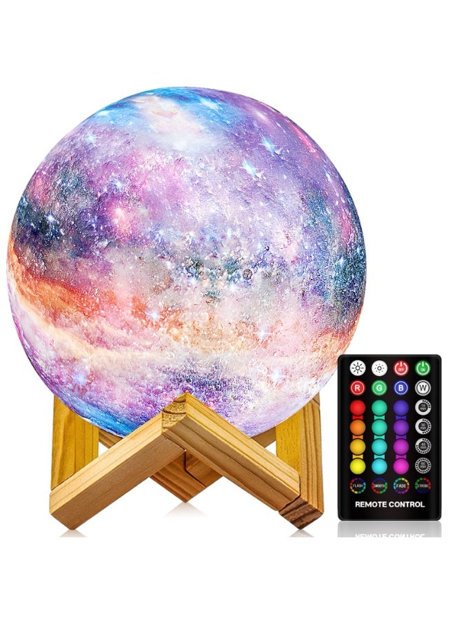 7.9 Inch Galaxy Starry Moon Lamp with Touch & Remote Control, 16 Color LED Night Light - Image 1