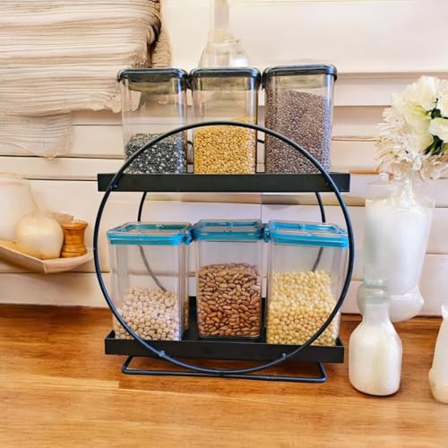 Cri8Hub Modern Decorative 2-Tier Metal Tray Round Metal Standing, Bathroom Countertop Storage Shelf Organizer, Multipurpose Stand Kitchen Pantry Storage Rack, Kitchen Racks and Shelves Rack(Black) - Image 4