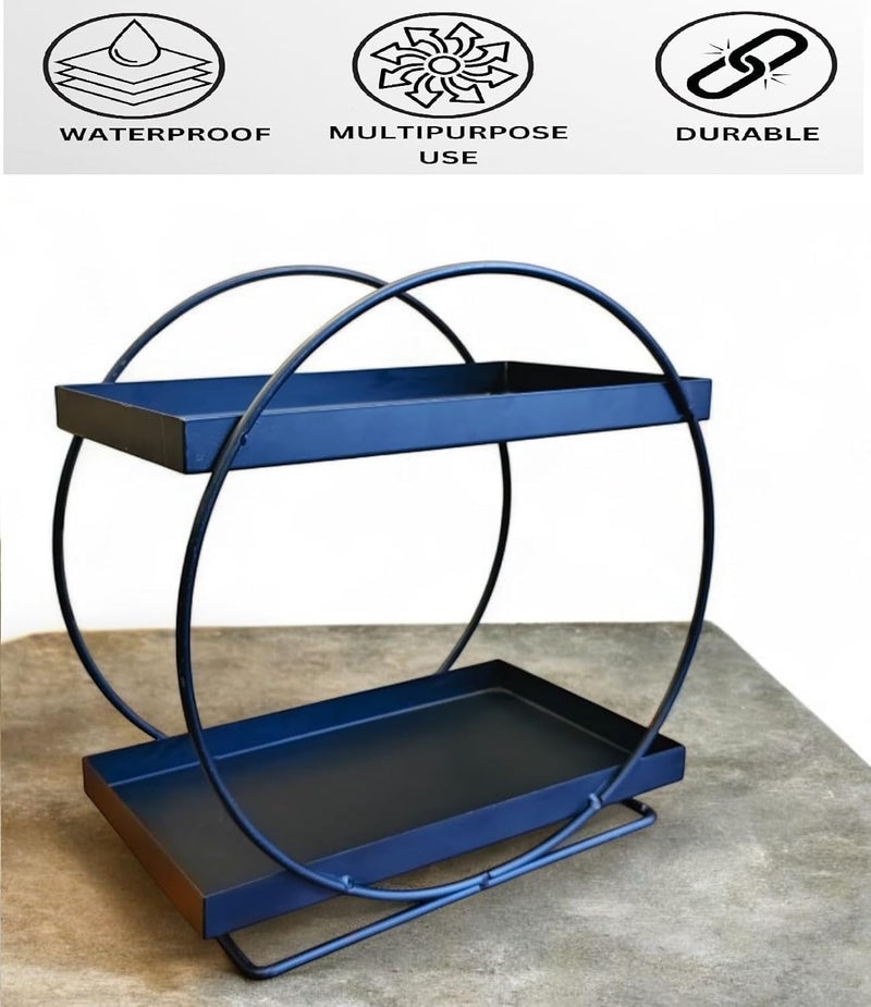 Cri8Hub Modern Decorative 2-Tier Metal Tray Round Metal Standing, Bathroom Countertop Storage Shelf Organizer, Multipurpose Stand Kitchen Pantry Storage Rack, Kitchen Racks and Shelves Rack(Black) - Image 5
