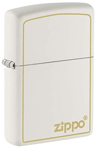 Zippo Lighter: Engraved Zippo Logo with Border - White Matte 81430 - Image 5