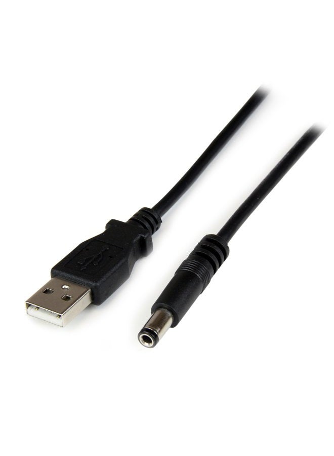 Startech.com 1m USB to Type N Barrel 5V DC Power Cable - USB A to 5.5mm DC - 1 Meter USB to 5.5mm DC Plug (USB2TYPEN1M), Black - Image 1