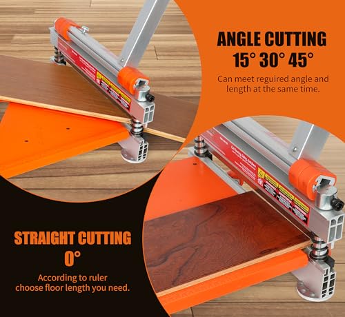 CUTTEREX 13" Pro. Vinyl Floor Cutter-No Dust,No Noise,No Electricity. Multi-Angle Cuts for Laminate,Vinyl & More, Pro. ALU Long Leverage Handle, Orange & Wheeled - Image 2
