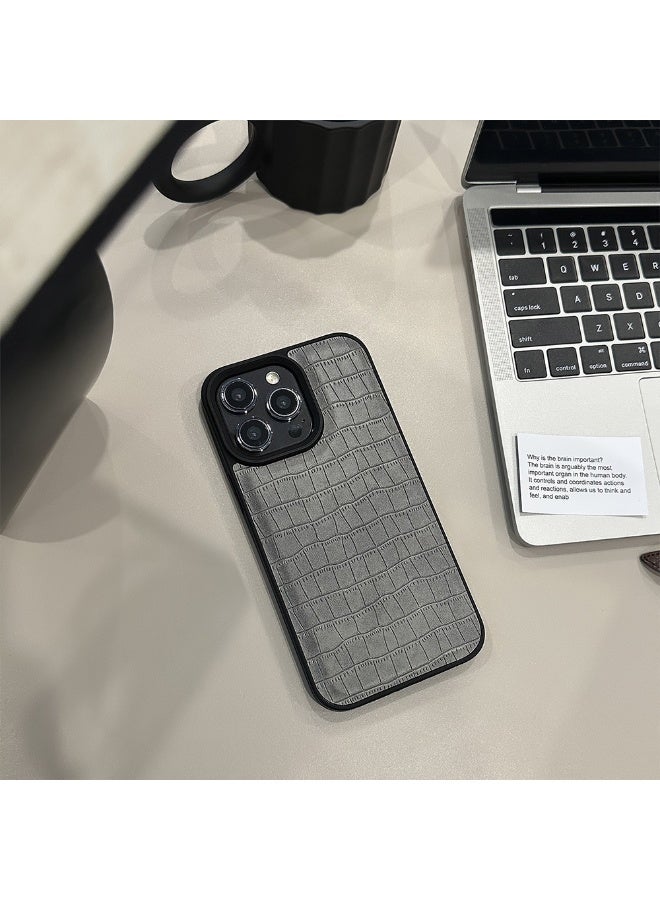 NIBEMINENT Crocodile Skin Pattern Protective TPU Case Cover For iPhone 17 Pro Max, Gray