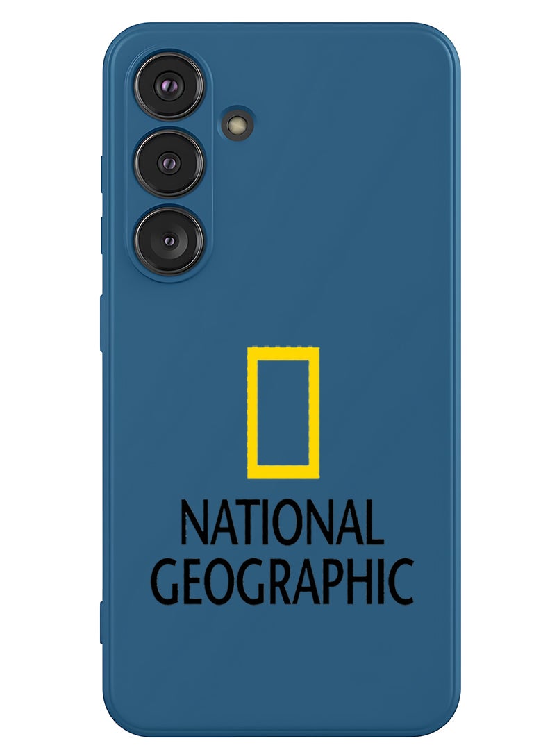 Theodor Protective Slim Fit Case Liquid Silicone Cover with Full Body Protection Anti-Scratch Shockproof Case For Samsung Galaxy S25 Plus (Blue) - National Geography - Image 1