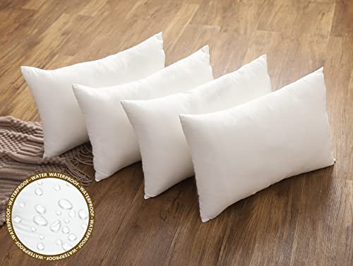 JOJOGOGO JOJOGOGO 12x20 Outdoor Lumbar Pillow Insert Waterproof Set of 4 Outdoor Lumbar Pillows for Patio Furniture Garden Swing and Front Porch 
