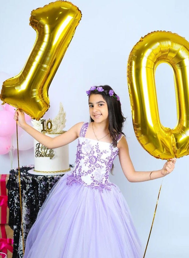 IWERP Gold Number 10 Balloon 40 inch, 10 Number Balloon, 10th Gold Birthday Decorations, 10 Year Old Girlss Boyss Golden Party Supplies - Image 2