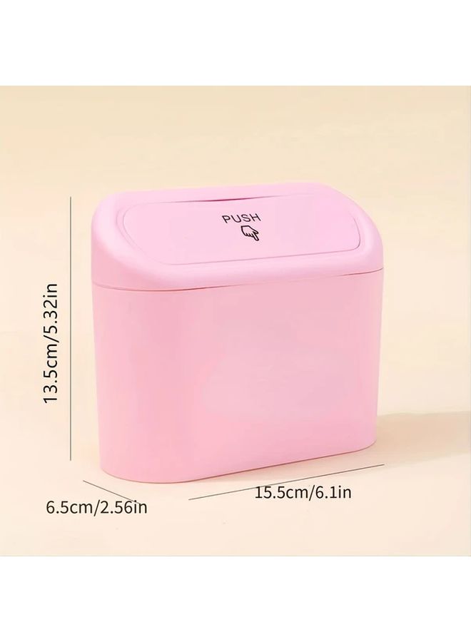 Pink Compact Flip Top Lid Car Trash Can Leakproof Portable Vehicle Garbage Bin - Image 3