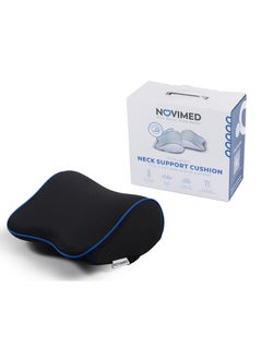 NOVIMED Orthopedic Car Neck Pillow with Soft Memory Foam - Black with Blue lining  - Image 1