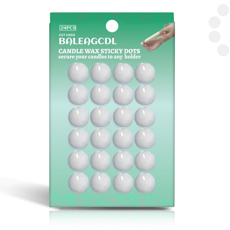 BALEAGCDL Candle Sticky Dots - White Wax Dots Taper Candles Adapter Soft Wax Candle Accessories for Secure Candle Placement - (1 Pack,24 Dots) - Image 1