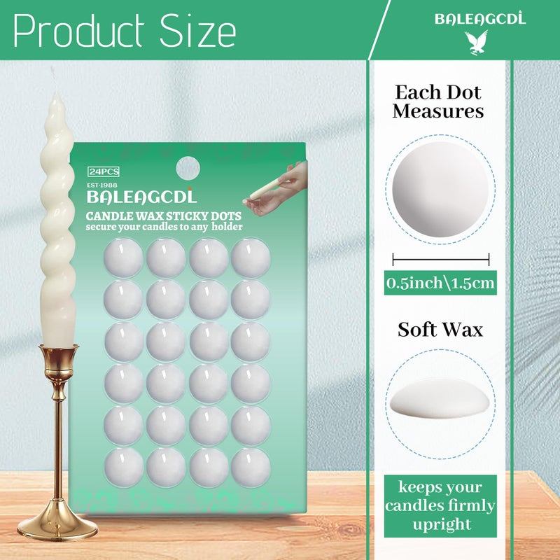 BALEAGCDL Candle Sticky Dots - White Wax Dots Taper Candles Adapter Soft Wax Candle Accessories for Secure Candle Placement - (1 Pack,24 Dots) - Image 3