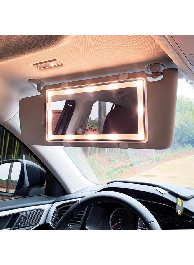 Bluejw Car Visor Mirror with Light, Rechargeable LED Car Mirror Vanity, Car Sun Visor Mirror with Light, led Mirror for Car Visor with 3 Lights Modes, Car Vanity Mirror with Lights, White - Image 2