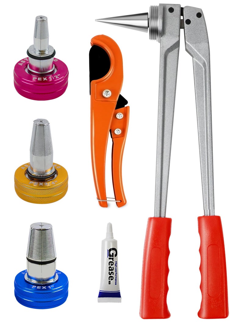 AMZCNC PEX Pipe Expansion Tool Kit Manual Expander Tool Kit ASTM F1960 Standard PEX Expansion Tool Kit with 12 34 and 1 Expansion Heads for PEXa Piping  Includes Pipe Cutting Tool
