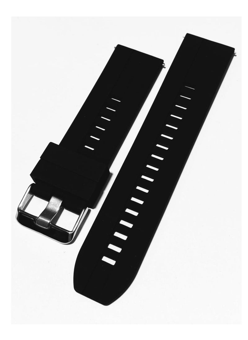 Generic - Soft Silicone Wriest Rubber Band Watch Strap 22mm For Oraimo Tempo W 3 OSW22N- Smart WatchSport- Black - Image 1