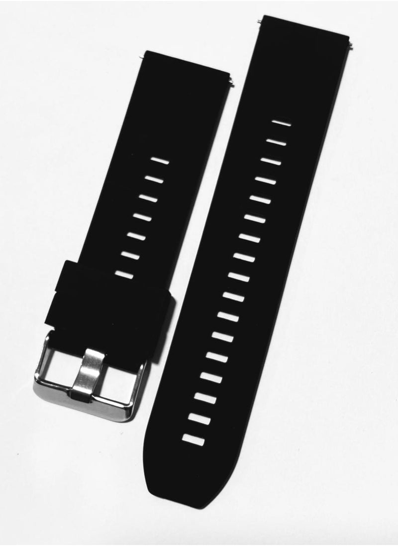 Generic - Soft Silicone Wriest Rubber Band Watch Strap 22mm For Oraimo Tempo W 3 OSW22N- Smart WatchSport- Black - Image 1