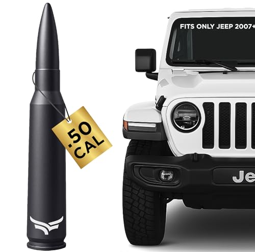 EcoAuto 50 Cal Badass Bullet Antenna Fits Jeep Wrangler JK JL from 2007 for Jeep Wrangler Gladiator Accessories Car Wash Safe Anti Thelf Design Ditch The Whip Upgrade Your Jeep - Image 1