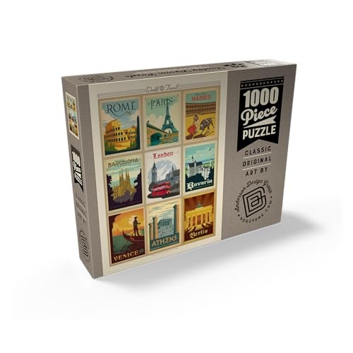 MyPuzzle.com MyPuzzle Europe Travel Collage Vintage Poster Premium 1000 Piece Jigsaw Puzzle for Adults - Image 5