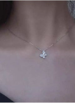 Unique women necklace with butterfly design pendant encrusted with sparkling crystals distinctive women accessory silver color
