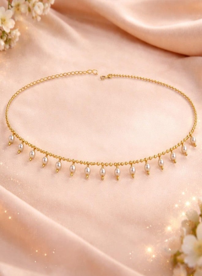 ACCESSHER Women’s & Girls’ Elegant Gold-Plated Pearl Waist Chain & Kamarbandh | Traditional Ethnic Jewelry Accessory for Sarees, Lehengas, Weddings, Parties & Festive Occasions - Image 3