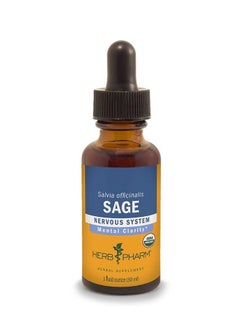 HERB PHARM Certified Organic Sage Liquid Extract for Mental Clarity Support - 1 Ounce  - Image 1