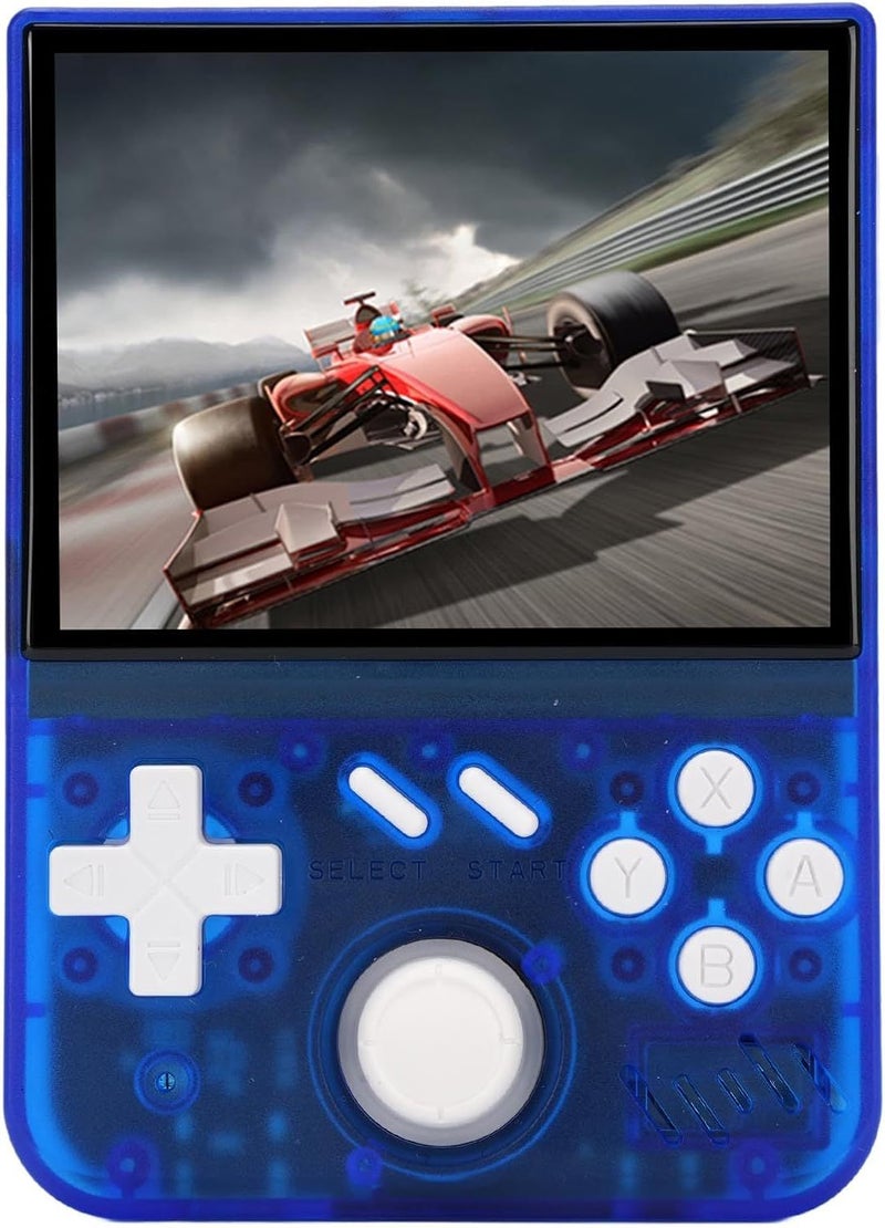 Blue Transparent Retro Handheld Game Console with 3.5 Inch Screen 64G Storage and Ergonomic Grip Portable Gaming Device - Image 1