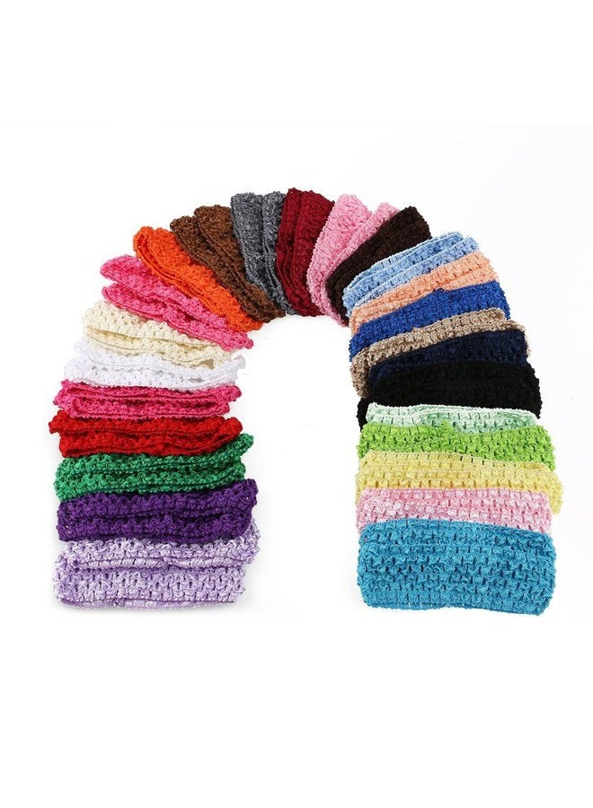 KW Collection Girl Baby Headbands Elastic Crochet Hair Bands Hair Accessories Elastics Ties Shaper Head wrap Set Pack of 50 Pcs in 25 colors (Band: 1.6"×5.5", 25 colors, 2 pcs per color) - Image 4