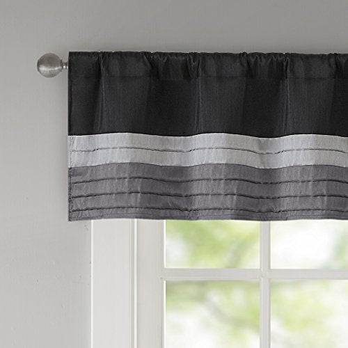 Madison Park Amherst Single Panel Faux Silk Rod Pocket Curtain With Privacy Lining for Living Room, Window Drapes for Bedroom and Dorm, 50x18, Black - Image 3