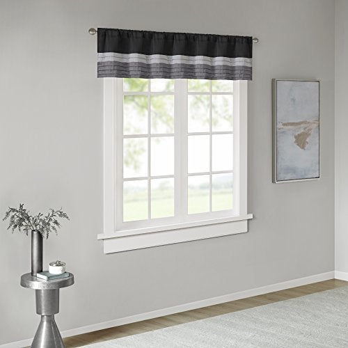 Madison Park Amherst Single Panel Faux Silk Rod Pocket Curtain With Privacy Lining for Living Room, Window Drapes for Bedroom and Dorm, 50x18, Black - Image 2