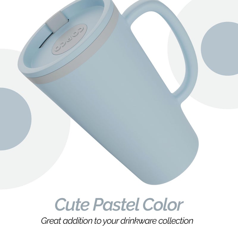 Copco Cone 16oz Insulated Travel Mug with Handle  Double Wall  Slide-Closure Lid  BPA-Free  Microwave & Dishwasher Safe  Reusable Plastic Travel Coffee Tumbler - Portable Coffee Cup (Light Blue) - Image 4