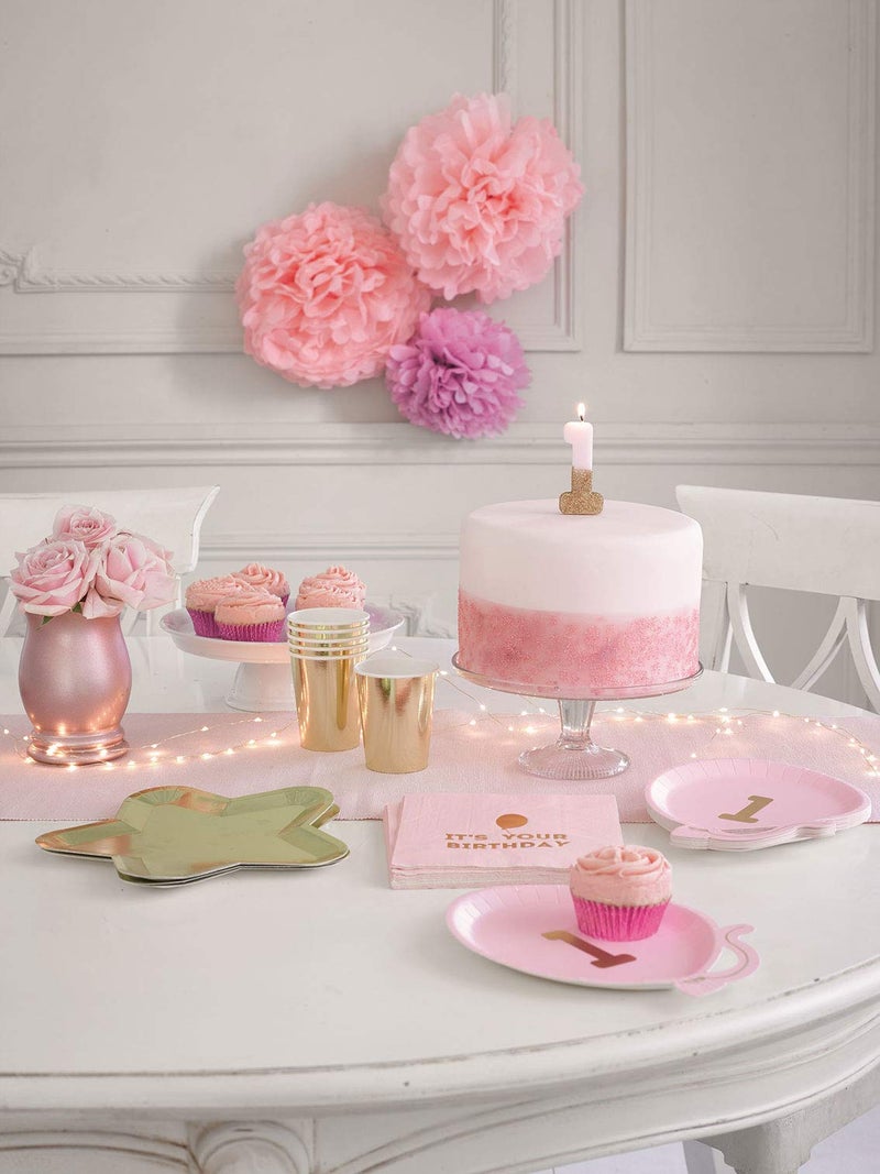 Talking Tables Pink Number 1 Candle with Gold Glitter Premium Quality Cake Topper Decoration For Kids, Adults, Teenagers, 1st Birthday Party, Anniversary, Milestone Age, 3" - Image 2