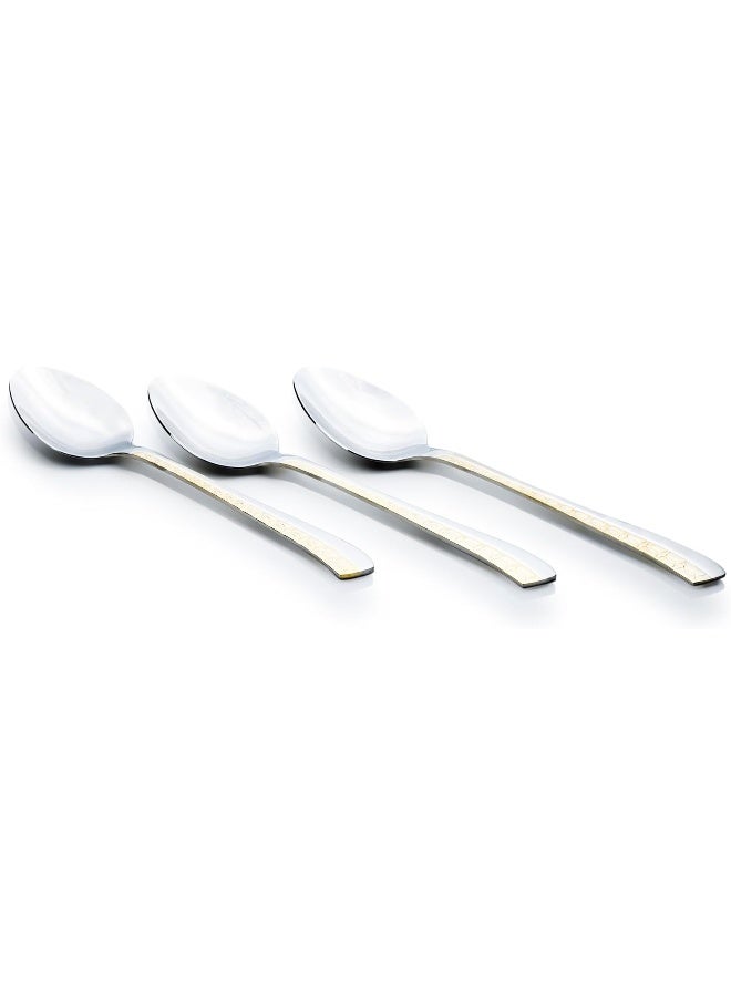 Cuisine Art Berger Stainless Steel Dinner Spoons- Set Of 3, Cutlery Spoon, Golden Design  - Image 3